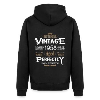 Septembre 1958 naissance Légendes anniversaire - Veste à capuche bio Premium Unisexe - noir - Dos - Nico (187cm)