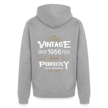 Septembre 1966 naissance Légendes Anniversaire - Veste à capuche bio Premium Unisexe - gris chiné - Dos - Nico (187cm)
