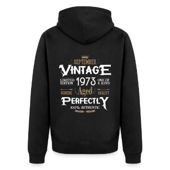 September 1973 born Legends birthday - Unisex Premium Organic Zip Hoodie - black - Back - Nico (187cm)