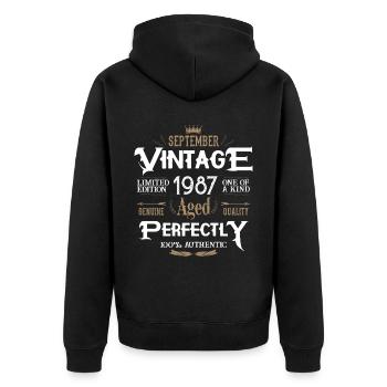 Septembre 1987 né Legends Birthday - Veste à capuche bio Premium Unisexe - noir - Dos - Nico (187cm)