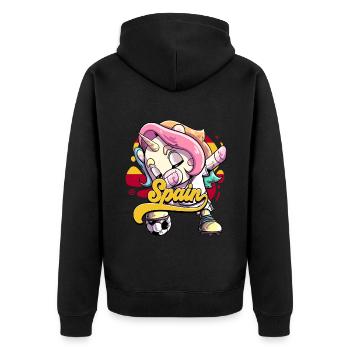 Spanien Fußball - Unisex Premium Bio Zip Hoodie - Schwarz - Hinten - Nico (187cm)