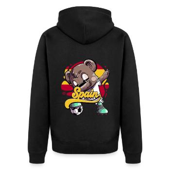 Spanien Fußball - Unisex Premium Bio Zip Hoodie - Schwarz - Hinten - Nico (187cm)