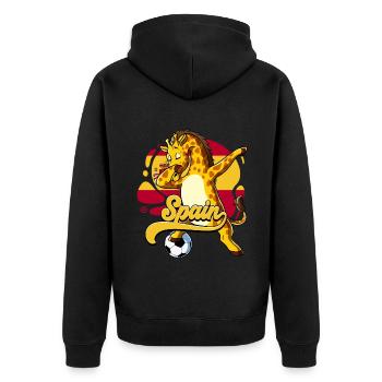 Spanien Fußball - Unisex Premium Bio Zip Hoodie - Schwarz - Hinten - Nico (187cm)