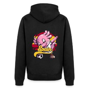Spanien Fußball - Unisex Premium Bio Zip Hoodie - Schwarz - Hinten - Nico (187cm)