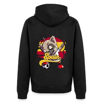 Spanien Fußball - Unisex Premium Bio Zip Hoodie - Schwarz - Hinten - Nico (187cm)