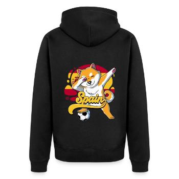 Spanien Fußball - Unisex Premium Bio Zip Hoodie - Schwarz - Hinten - Nico (187cm)
