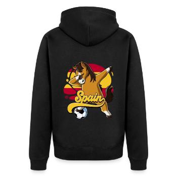 Spanien Fußball - Unisex Premium Bio Zip Hoodie - Schwarz - Hinten - Nico (187cm)
