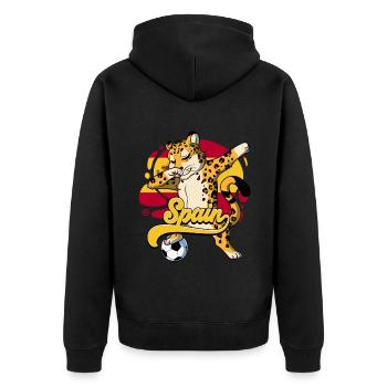 Spanien Fußball - Unisex Premium Bio Zip Hoodie - Schwarz - Hinten - Nico (187cm)
