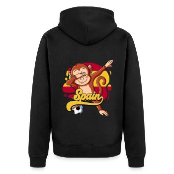Spanien Fußball - Unisex Premium Bio Zip Hoodie - Schwarz - Hinten - Nico (187cm)