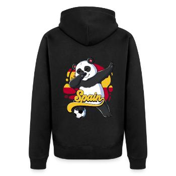 Spanien Fußball - Unisex Premium Bio Zip Hoodie - Schwarz - Hinten - Nico (187cm)