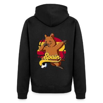 Spanien Fußball - Unisex Premium Bio Zip Hoodie - Schwarz - Hinten - Nico (187cm)