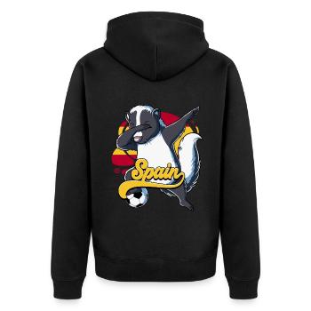 Spanien Fußball - Unisex Premium Bio Zip Hoodie - Schwarz - Hinten - Nico (187cm)