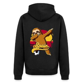 Spanien Fußball - Unisex Premium Bio Zip Hoodie - Schwarz - Hinten - Nico (187cm)