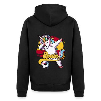 Spanien Fußball - Unisex Premium Bio Zip Hoodie - Schwarz - Hinten - Nico (187cm)