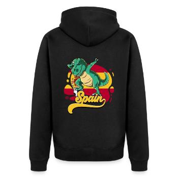 Spanien Fußball - Unisex Premium Bio Zip Hoodie - Schwarz - Hinten - Nico (187cm)