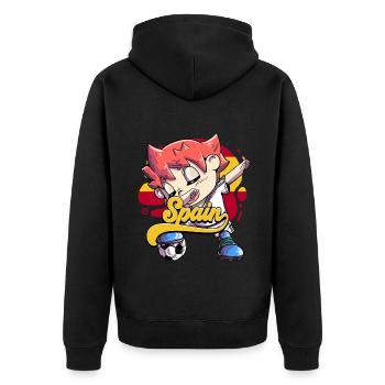 Spanien Fußball - Unisex Premium Bio Zip Hoodie - Schwarz - Hinten - Nico (187cm)