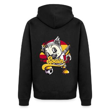 Spanien Fußball - Unisex Premium Bio Zip Hoodie - Schwarz - Hinten - Nico (187cm)