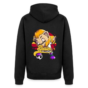 Spanien Fußball - Unisex Premium Bio Zip Hoodie - Schwarz - Hinten - Nico (187cm)
