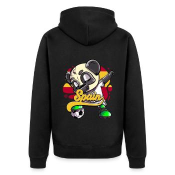 Spanien Fußball - Unisex Premium Bio Zip Hoodie - Schwarz - Hinten - Nico (187cm)