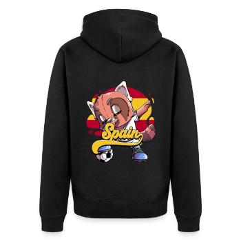 Spanien Fußball - Unisex Premium Bio Zip Hoodie - Schwarz - Hinten - Nico (187cm)
