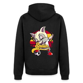 Spanien Fußball - Unisex Premium Bio Zip Hoodie - Schwarz - Hinten - Nico (187cm)