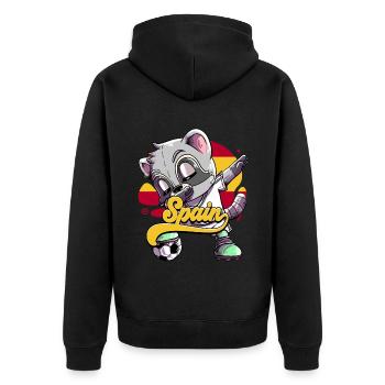 Spanien Fußball - Unisex Premium Bio Zip Hoodie - Schwarz - Hinten - Nico (187cm)