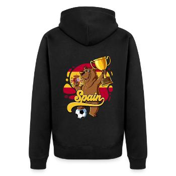 Spanien Fußball - Unisex Premium Bio Zip Hoodie - Schwarz - Hinten - Nico (187cm)