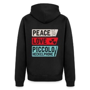 Piccolo Heckelphone Musical Instrument - Unisex Premium Bio Zip Hoodie - Schwarz - Hinten - Nico (187cm)