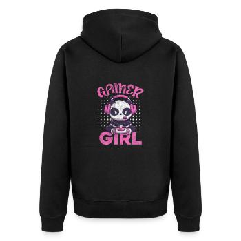 Panda Gamer Girl - Unisex Premium Organic Zip Hoodie - black - Back - Nico (187cm)