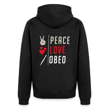 Peace Love Obeo Instrument Musical - Veste à capuche bio Premium Unisexe - noir - Dos - Nico (187cm)