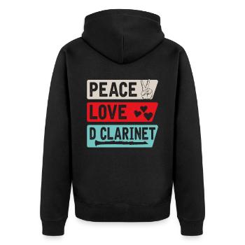 Peace Love D Clarinet Musical Instrument - Unisex Premium Bio Zip Hoodie - Schwarz - Hinten - Nico (187cm)