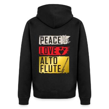 Peace Love Alto Flute Musical Instrument - Unisex Premium Organic Zip Hoodie - black - Back - Nico (187cm)