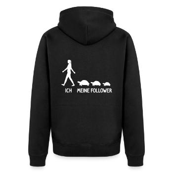 Ich Meine Follower Schildkröte Zoo Reptilien - Unisex Premium Bio Zip Hoodie - Schwarz - Hinten - Nico (187cm)
