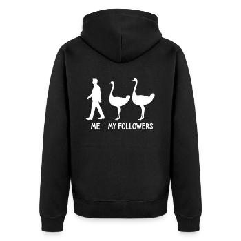 I My Followers Strauss Zoo Breeder Animal Keeper - Unisex Premium Organic Zip Hoodie - black - Back - Nico (187cm)