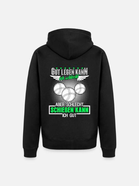 Boule Boccia Boulekugeln Spruch Petanque - Unisex Premium Bio Zip Hoodie - Schwarz