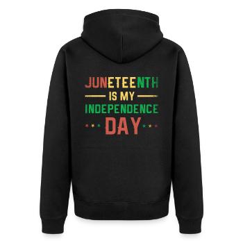 Juneteenth est mon jour de l’indépendance pour la fierté - Veste à capuche bio Premium Unisexe - noir - Dos - Nico (187cm)