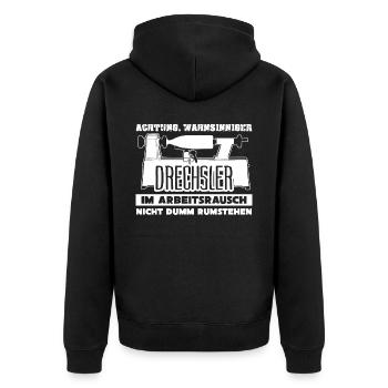 Drechsler Drechselbank Drechseln - Unisex Premium Bio Zip Hoodie - Schwarz - Hinten - Nico (187cm)