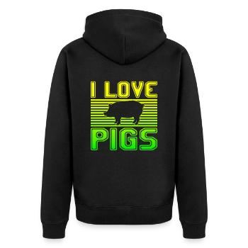 J’adore les cochons - Veste à capuche bio Premium Unisexe - noir - Dos - Nico (187cm)