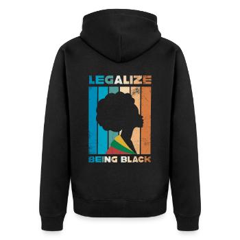 Legalisieren Sie Es, Schwarz Zu Sein, Retro Für - Unisex Premium Bio Zip Hoodie - Schwarz - Hinten - Nico (187cm)
