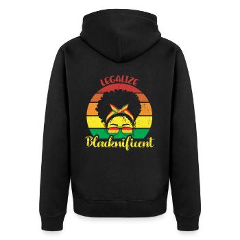 Légaliser Blacknificent Retro pour la fierté - Veste à capuche bio Premium Unisexe - noir - Dos - Nico (187cm)