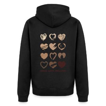 Made With Melanin For Proud African Americans - Unisex Premium Organic Zip Hoodie - black - Back - Nico (187cm)