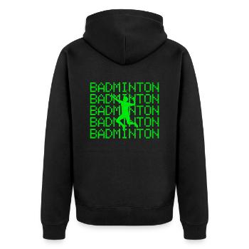 badminton - Unisex Premium Bio Zip Hoodie - Schwarz - Hinten - Nico (187cm)