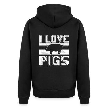 J’adore les cochons - Veste à capuche bio Premium Unisexe - noir - Dos - Nico (187cm)