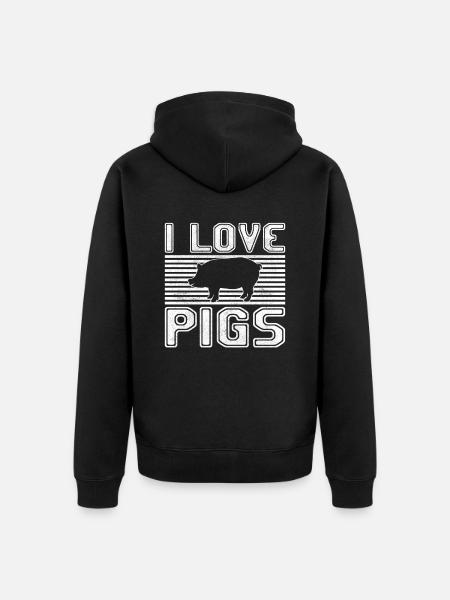 I love pigs - Unisex Premium Organic Zip Hoodie - black