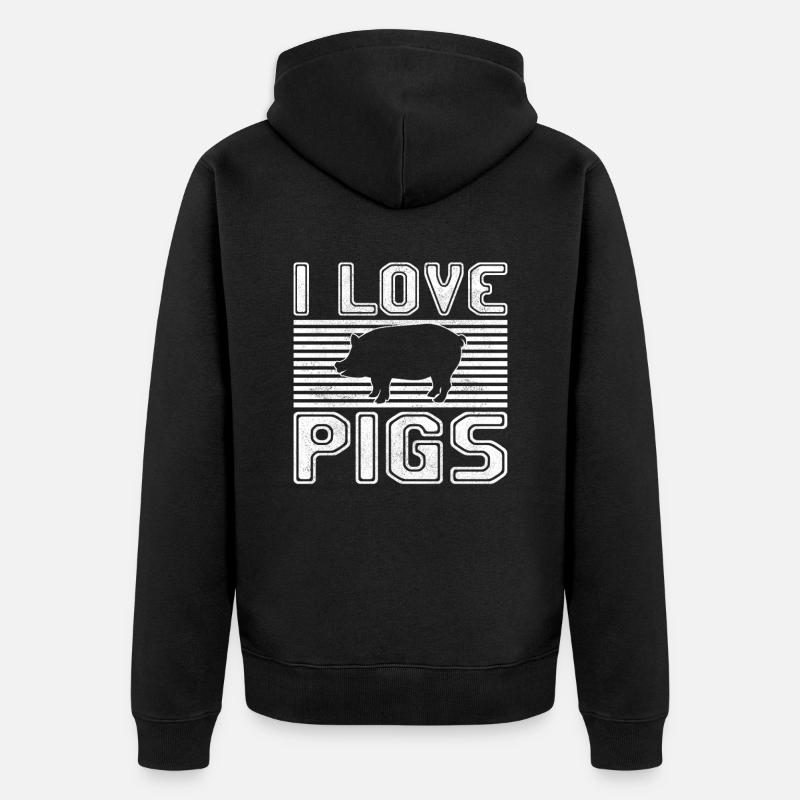 J’adore les cochons - Veste à capuche bio Premium Unisexe - noir