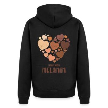 Made with Melanin For Pride African American - Unisex Premium Organic Zip Hoodie - black - Back - Nico (187cm)