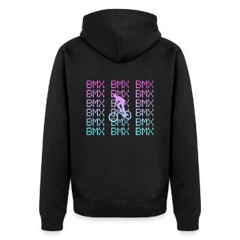 bmx - Unisex Premium Bio Zip Hoodie - Schwarz - Hinten - Nico (187cm)