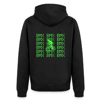bmx - Unisex Premium Bio Zip Hoodie - Schwarz - Hinten - Nico (187cm)