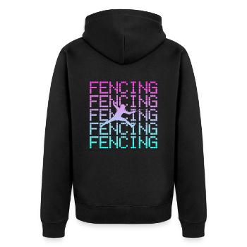 Fencing - Unisex Premium Organic Zip Hoodie - black - Back - Nico (187cm)
