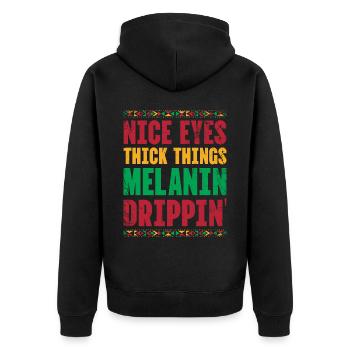 Beautiful Eyes Thick Things Melanin Drippin For Pride - Unisex Premium Organic Zip Hoodie - black - Back - Nico (187cm)